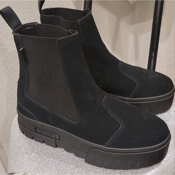 Puma Mayze Suede Platform Chelsea Boot- Black - Picture 6 of 10